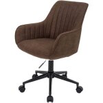 Chaise de bureau pivotante r�glable avec accoudoirs tissu marron avec coutures d�coratives 040006210