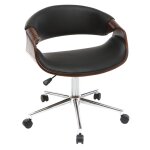 Miliboo - chaise de bureau à roulettes design noir, bois foncé noyer et acier chromé aramis Miliboo - chaise de bureau à roulettes design noir, bois foncé noyer et acier chromé aramis
