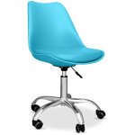 Chaise de bureau � roulettes - chaise de bureau pivotante - tulip bleu clair