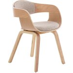 Chaise de bureau sans roulettes visiteur en tissu et bois design retro et confort maximal naturel et ...