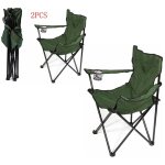Chaise de camping pliante en acier 50 x 50 x 80 cm - chaise portable et l�g�re avec porte - gobelet - ...