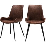 Rendez - vous d�co - lot de 2 chaises en cuir synth�tique marron - austin