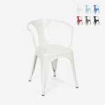 Chaise de cuisine et bar industriel de style avec accoudoirs en acier steel arm - blanc
