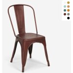 Chaise de cuisine design industriel vintage en m�tal shabby chic style steel old - bronze