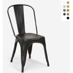 Chaise de cuisine design industriel vintage en m�tal shabby chic style steel old - noir