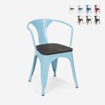 Chaises design industriel en bois et m�tal de style cuisines de bar steel wood arm - turquoise
