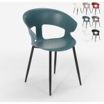 Chaise design moderne en m�tal polypropyl�ne pour cuisine bar restaurant evelyn - bleu