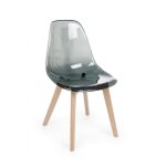 Chaise design en polycarbonate fum� easy avec pieds en bois