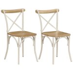 Ensemble de 2 chaises de bois massif massif idales pour la cuisine avec structure blanche
