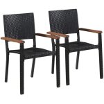 Vidaxl ? lot de 2 chaises de jardin en r�sine tress�e noire ? r�sistantes � l'eau ? cadre en acier pour ...