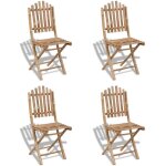 Lot de 4 chaises de jardin exterieur pliables - chaises relax design bambou vidaxl