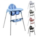 Chaise haute b�b� r�glable avec tablette ? structure en acier ? harnais 5 points ? d�tachable et ajustable ...