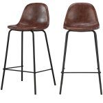 Lot de 2 chaises pour lot central 65 cm en cuir synthtique marron - henrik