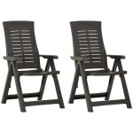 Chaises inclinables de jardin lot de 2 plastique anthracite vidaxl