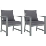 Vidaxl - chaises de jardin 2 pcs avec coussins gris fonc� bois d'acacia
