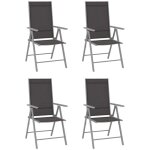 Chaises de jardin pliables lot de 4 textil�ne noir vidaxl