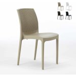 Chaise de jardin poly - rotin caf� bar glaciers empilable boheme grand soleil - beige