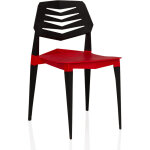 Chaise de jardin / chaise de salle � manger flecharo plastique rouge / noir hjh living