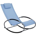 Chaise de jardin transat � bascule en textile bleu et acier argent� mati�res r�sistantes et durables ...