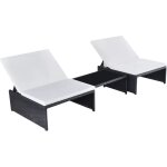 Chaises longues 2 pcs avec table r�sine tress�e noir
