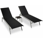 Vidaxl - chaises longues lot de 2 avec table acier et textilne noir