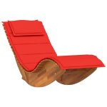 Chaise longue?bain de soleil?transat � bascule avec coussin en bois massif d'acacia cfw30595