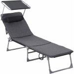 Chaise longue bain de soleil transat de relaxation chaise de jardin pliable - gris fonc� gcb19um