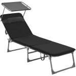 Chaise longue, bain de soleil, transat de relaxation, avec matelas 3 cm, coussin, dossier et parasol ...