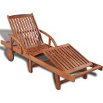 Transat de jardin bain de soleil chaise longue bois d'acacia solide vidaxl