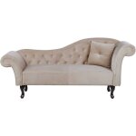 Chaise longue canap mridienne chesterfield ct droit en velours beige confort et style idal pour ...
