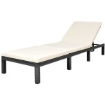 Vidaxl - chaise longue avec coussin rsine tresse noir