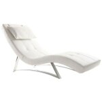 Chaise longue design blanc et acier chrom� barty
