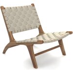 Privatefloor - fauteuil de salon - fauteuil de design artisanal boho bali - bois et corde - recia taupe ...