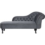 Beliani - chaise longue ct droit mridienne en velours gris glamour elgant salon nimes