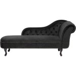 Beliani - chaise longue ct droit mridienne en velours noir glamour elgant salon nimes