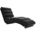 Miliboo - chaise longue / fauteuil design noir et acier chrom taylor