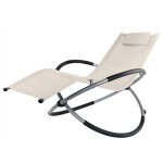 Chaise longue de jardin chaise longue à bascule balançoire pool pliable transat beige kingpower Chaise longue de jardin chaise longue à bascule balançoire pool pliable transat beige kingpower
