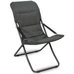 Chaise longue de jardin floris avec coussin gris fonc�