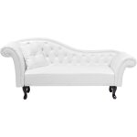 Beliani - chaise longue mridienne chesterfield ct droit en cuir pu blanc pour salon glamour et vintage ...