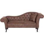 Chaise longue mridienne chesterfield ct droit en cuir sude marron pour salon glamour et vintage beliani ...