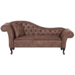 Beliani - chaise longue mridienne chesterfield ct gauche en cuir sude marron pour salon glamour et ...