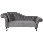Beliani - chaise longue mridienne chesterfield ct gauche en velours gris pour salon glamour et vintage ...