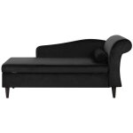 Beliani - chaise longue méridienne côté droit en velours noir avec rangement pour salon au style vintage ... Beliani - chaise longue méridienne côté droit en velours noir avec rangement pour salon au style vintage ...