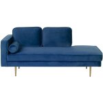 Chaise longue méridienne côté gauche en velours bleu foncé pour salon glamour beliani Chaise longue méridienne côté gauche en velours bleu foncé pour salon glamour beliani