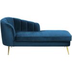 Chaise longue méridienne côté gauche en velours bleu marine avec pieds métalliques doré design 100 % ... Chaise longue méridienne côté gauche en velours bleu marine avec pieds métalliques doré design 100 % ...