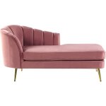 Chaise longue m�ridienne c�t� gauche en velours rose avec pieds m�talliques dor�s design 100 % glamour ...