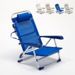 Chaise longue de plage transat pliant avec accoudoirs mer gargano - bleu