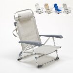 Chaise longue de plage transat pliant avec accoudoirs mer gargano - gris