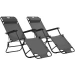 Vidaxl - chaises longues pliables 2 pcs avec repose - pied acier gris Vidaxl - chaises longues pliables 2 pcs avec repose - pied acier gris