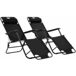 Vidaxl - chaises longues pliables 2 pcs avec repose - pied acier noir Vidaxl - chaises longues pliables 2 pcs avec repose - pied acier noir